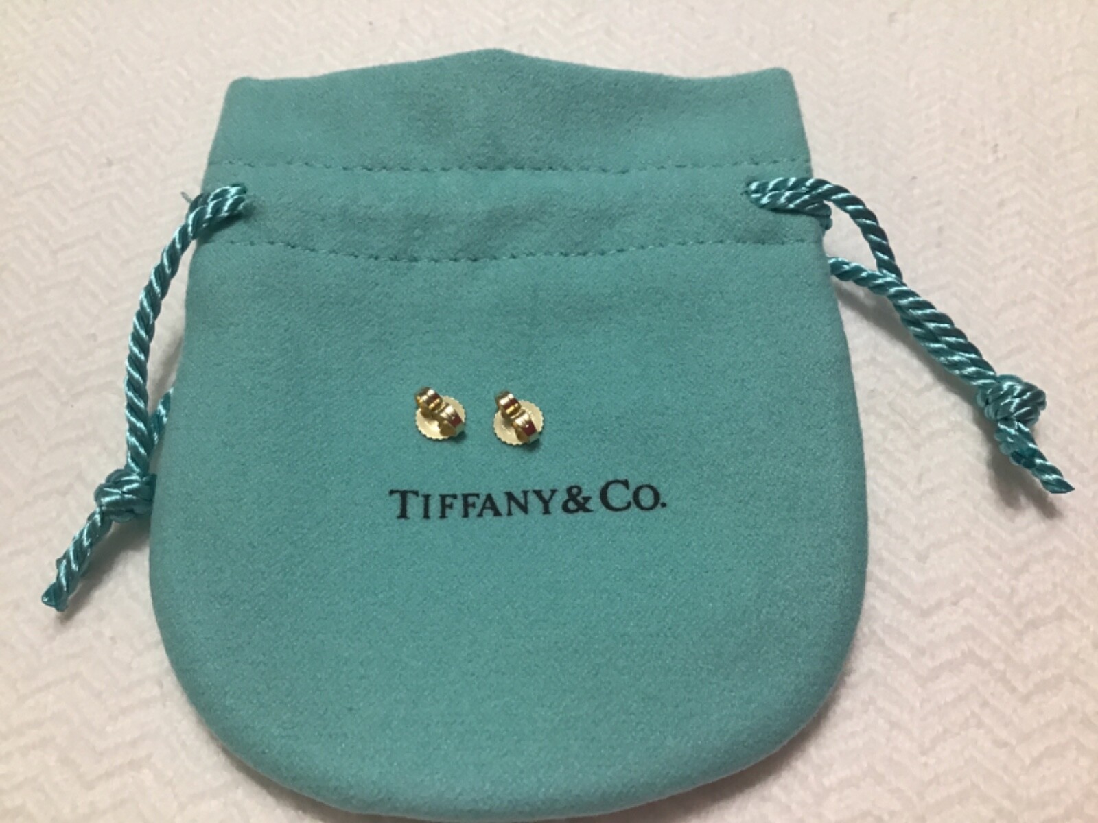 Authentic Tiffany & Co. 18K 750 Yellow Gold Pair Push Backs for Earrings