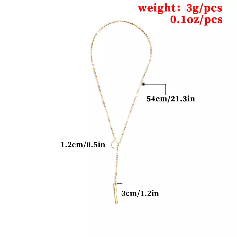 Necklace Lariat Bar Silver Chain Gold Y Pendant Style Drop Gold Tone Necklace AD