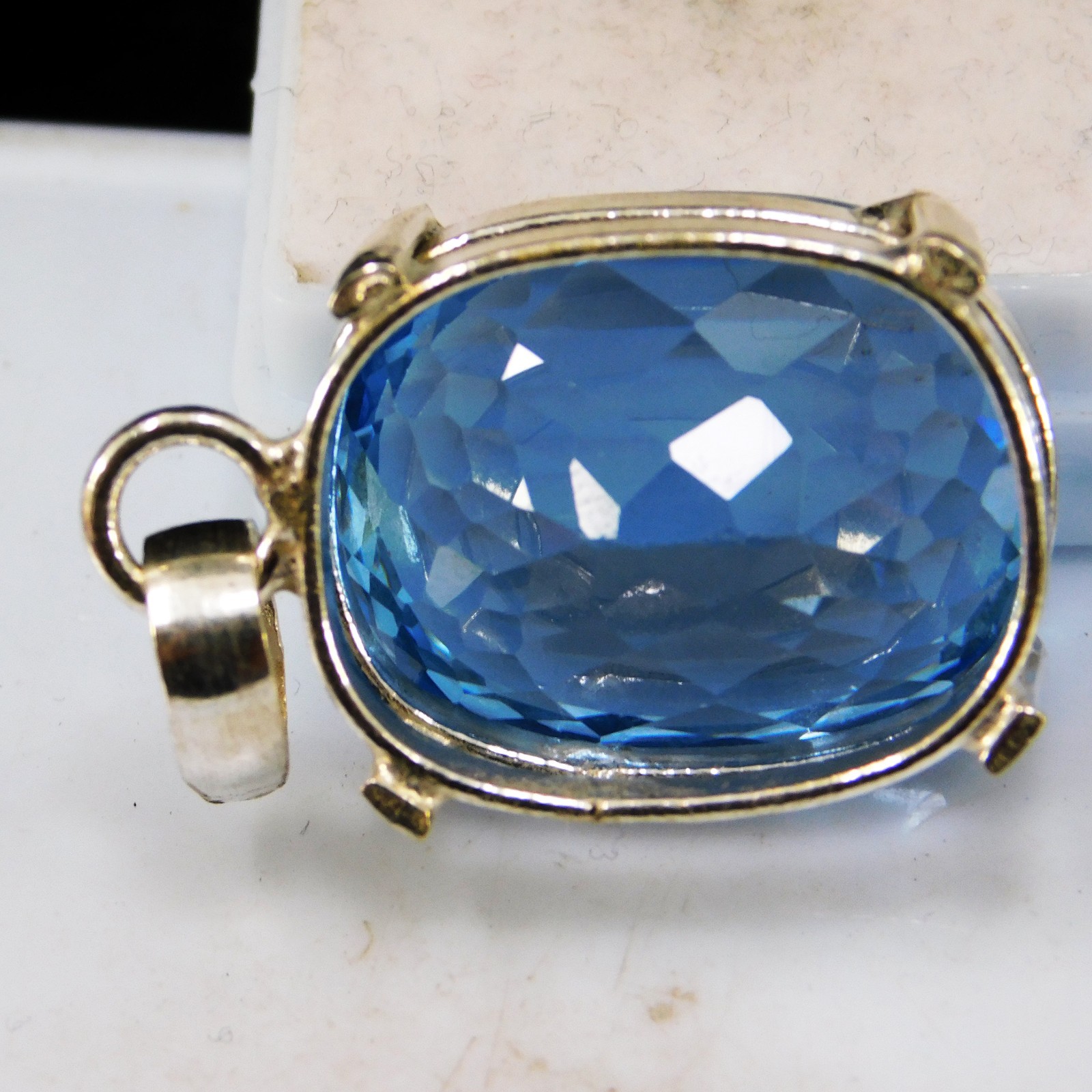 Natural 58.00 CT Certified Blue Sapphire Loose Gemstone Pendant 925 Solid Silver