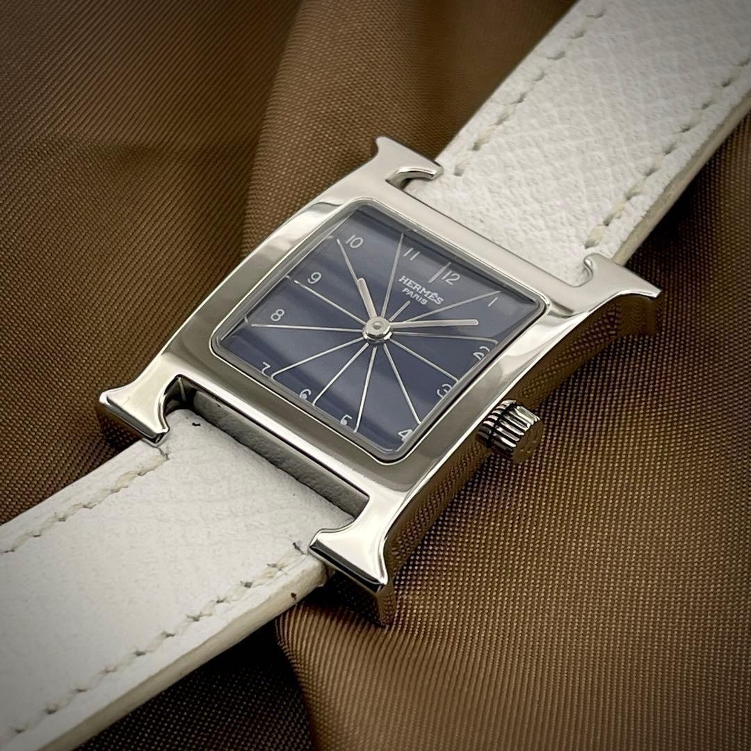 Hermes H Watch HH1.210 Double Tour Quartz White Ladies Japan 075605