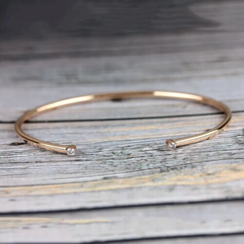 0.20Ct Round Lab Created Diamond Women’s Bangle Bracelet 14K Yellow Gold Finish