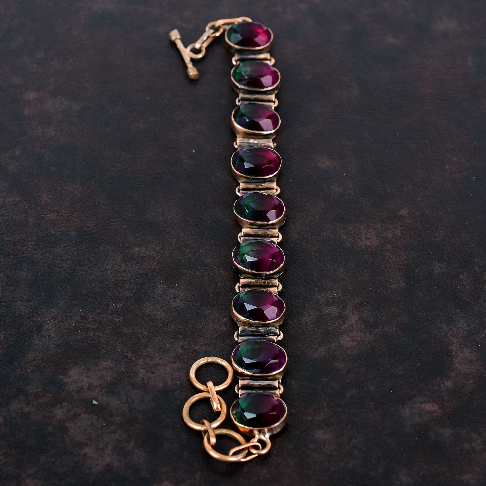 Valentines Sale Copper Natural Multi Tourmaline New Chain Bezel Bracelet Jewelry