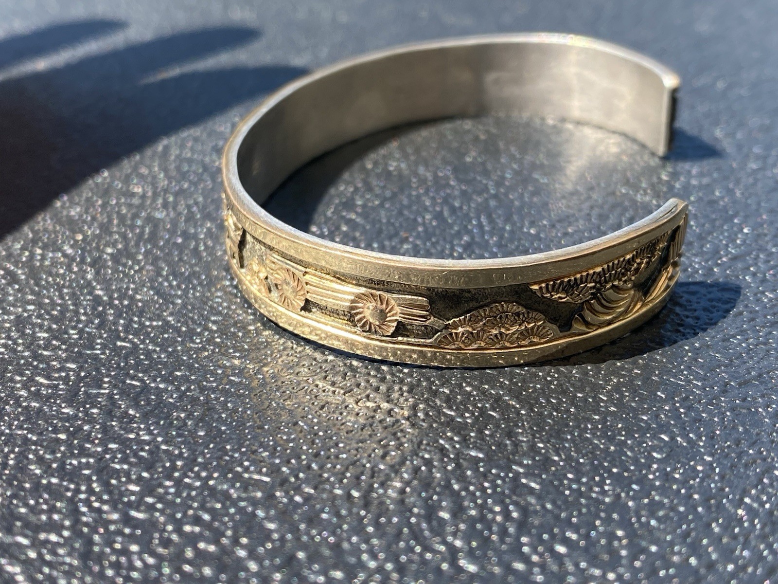 12K Gold Filled Sterling Silver Cuff Becenti Jr BCT Native American Story Teller
