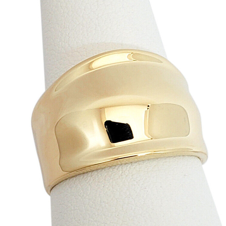 Solid 18K Yellow Gold Cigar Ring, Gold Dome Ring 13mm Sizes 5 – 12