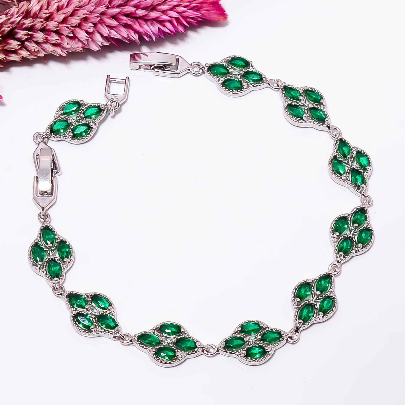 Chrome Diopside 925 Sterling Silver Adjustable Bracelet 7-8″ B130128