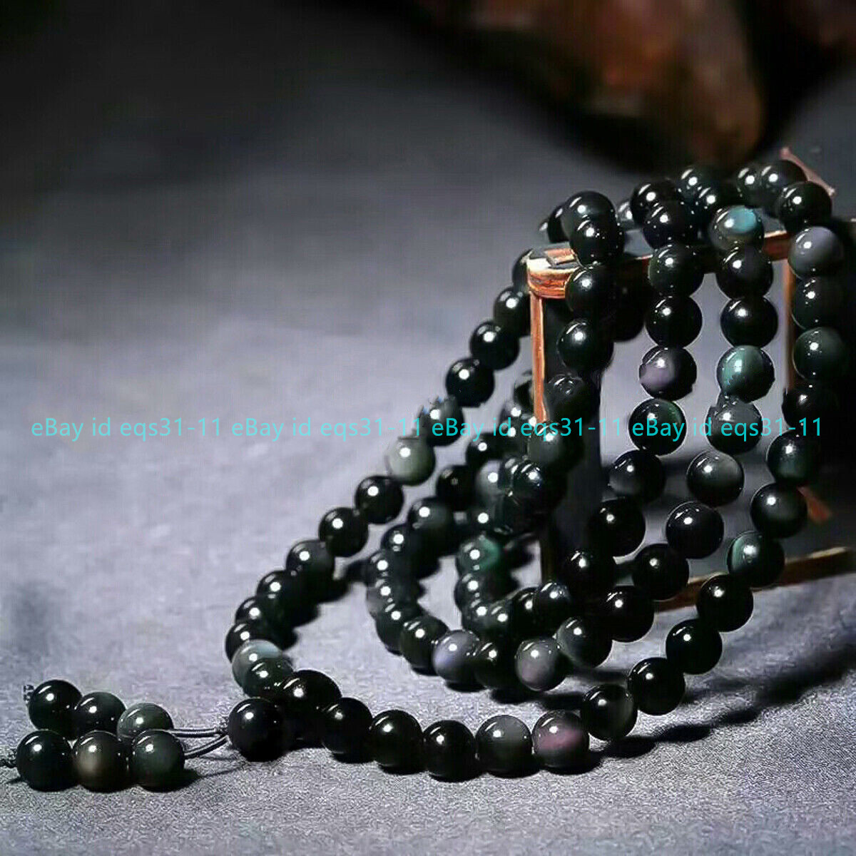 6/8/10/12mm Black Rainbow Obsidian 108 Prayer Beads Tibet Buddhist Mala Necklace