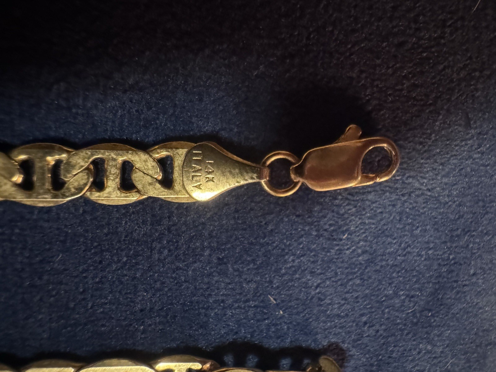 24 Inch Yellow Mariner Anchor Chain Necklace 14K Gold Plated Stamped 14K Italy