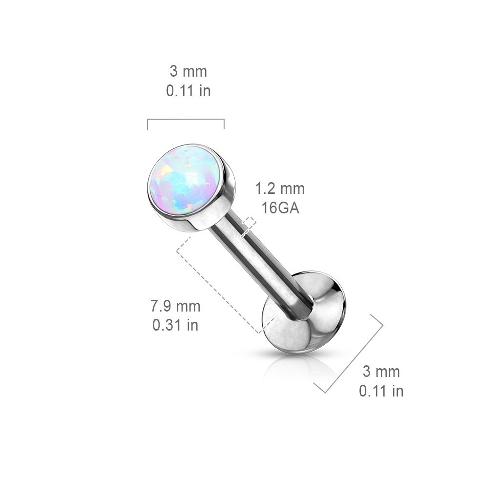 Synthetic Opal Top Push In Threadless Labret Monroe Ear Cartilage Tragus Stud