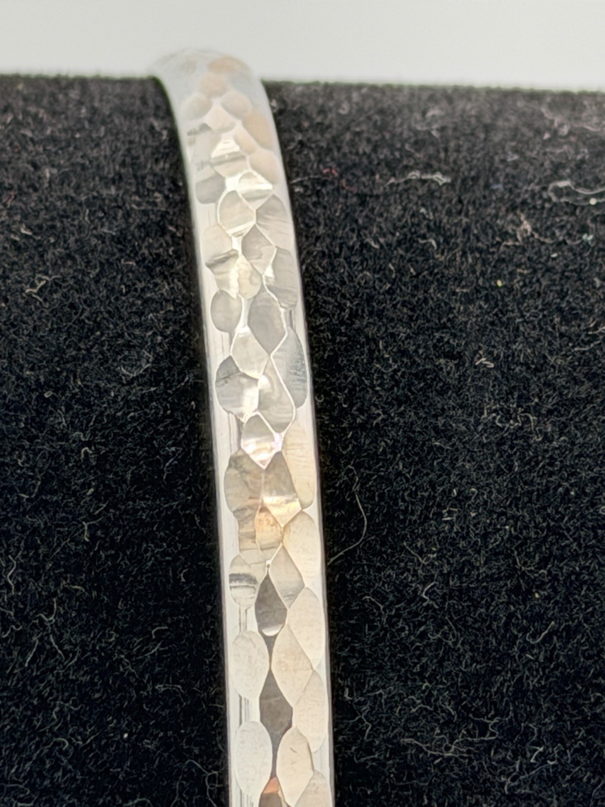 925 Sterling Silver Hammered Textured Bangle Bracelet 4.2mm 4g New