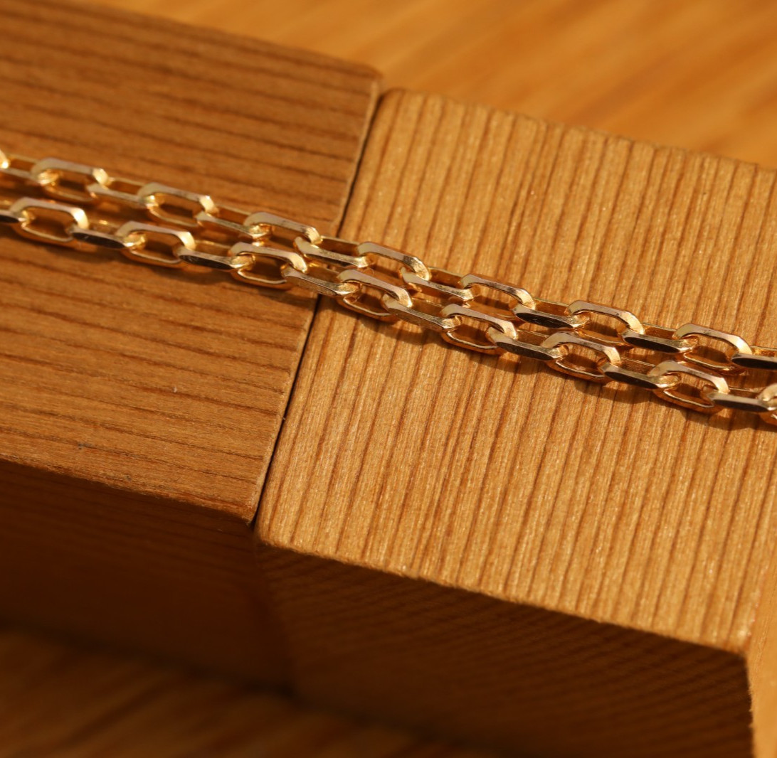 9ct Solid Yellow Gold Box Chain Bracelet 7″ 18cm Vintage cleaned & polished