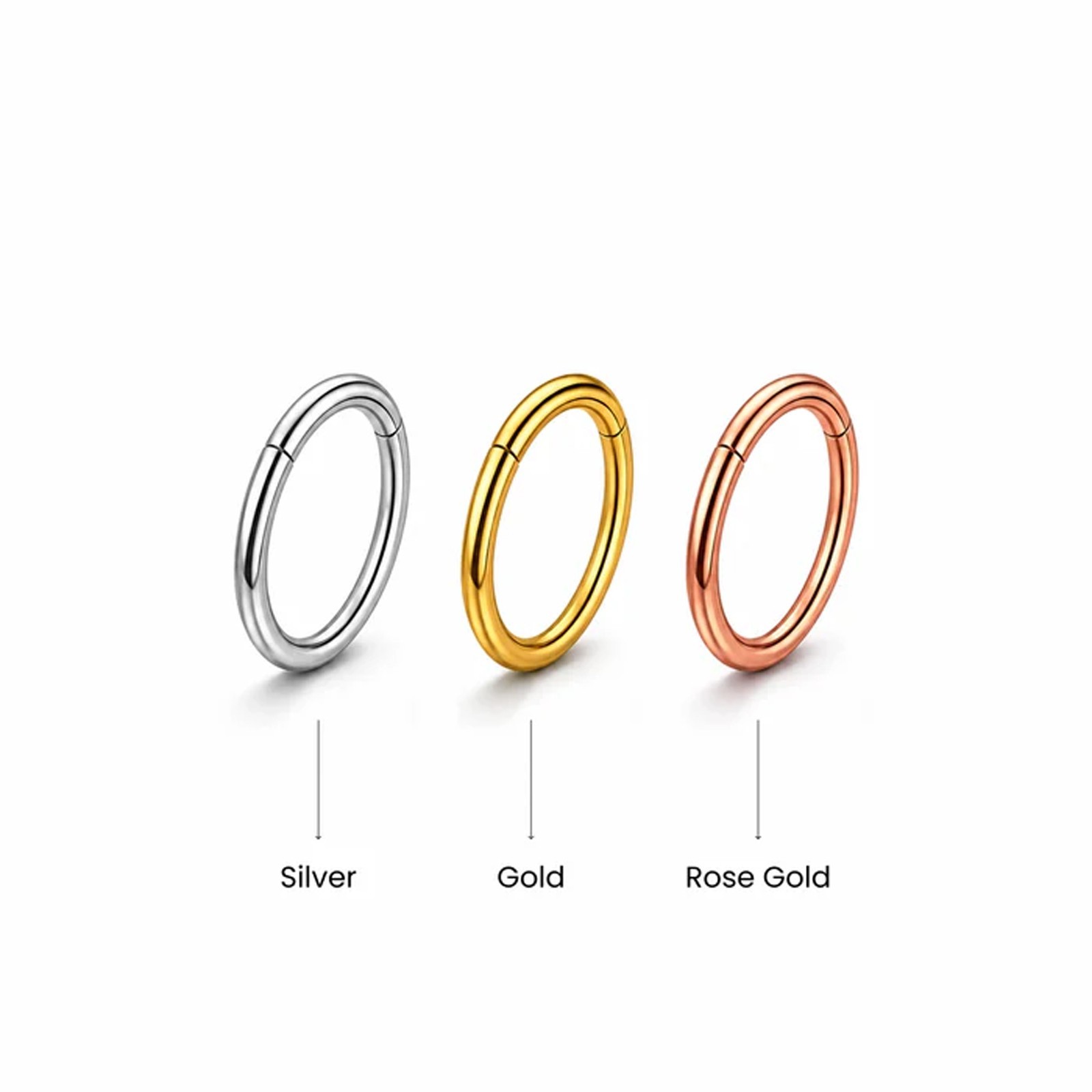 14K Solid Gold Hinged Segment Clicker Ring Nose Septum Cartilage Helix Tragus