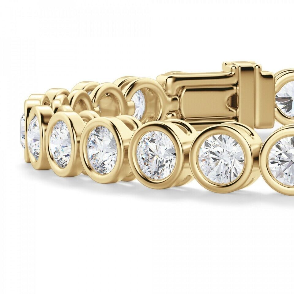 6Ct Round Lab Created Diamond 14k Yellow Gold Finish Bezel Set Tennis Bracelet