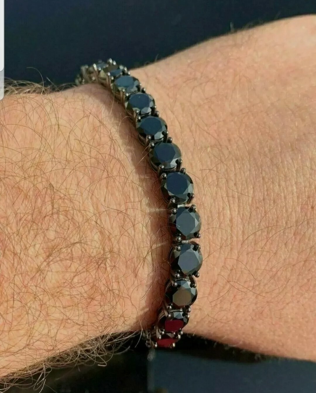 Mens Tennis Bracelet sterling SilverBlack Plated 5mm CZ Bracelet 6″ 7″8″9