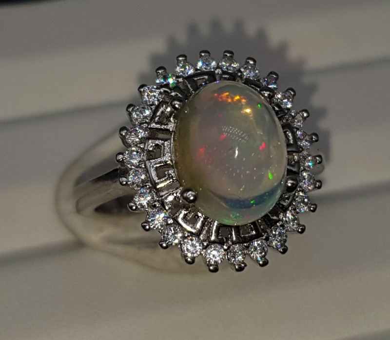 4.24Grams Natural Multi Fire Opal Silver Ring 925 Sterling Silver Ring Size 7
