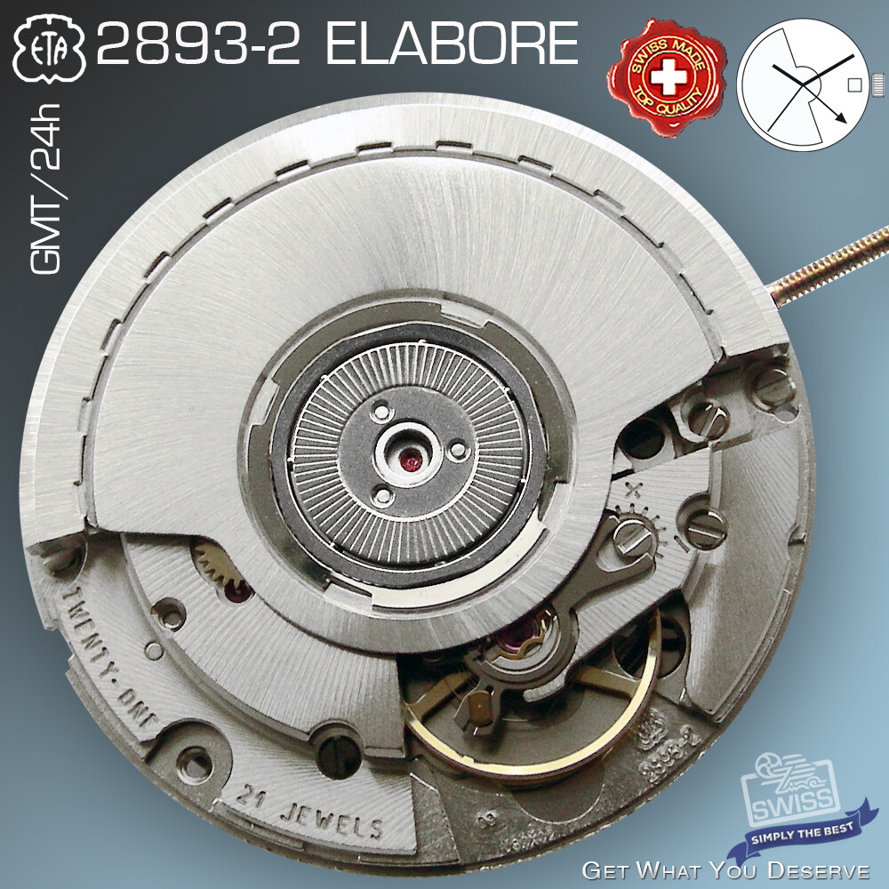 MOVEMENT AUTOMATIC ETA 2893-2 GMT, ELABORE, NICKEL, DATE, HH5, FACTORY NEW