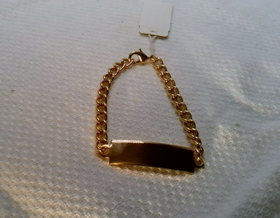 Vtg Speidel ID Identity Bracelet Engravable gold Chain link 6.25″ small classic