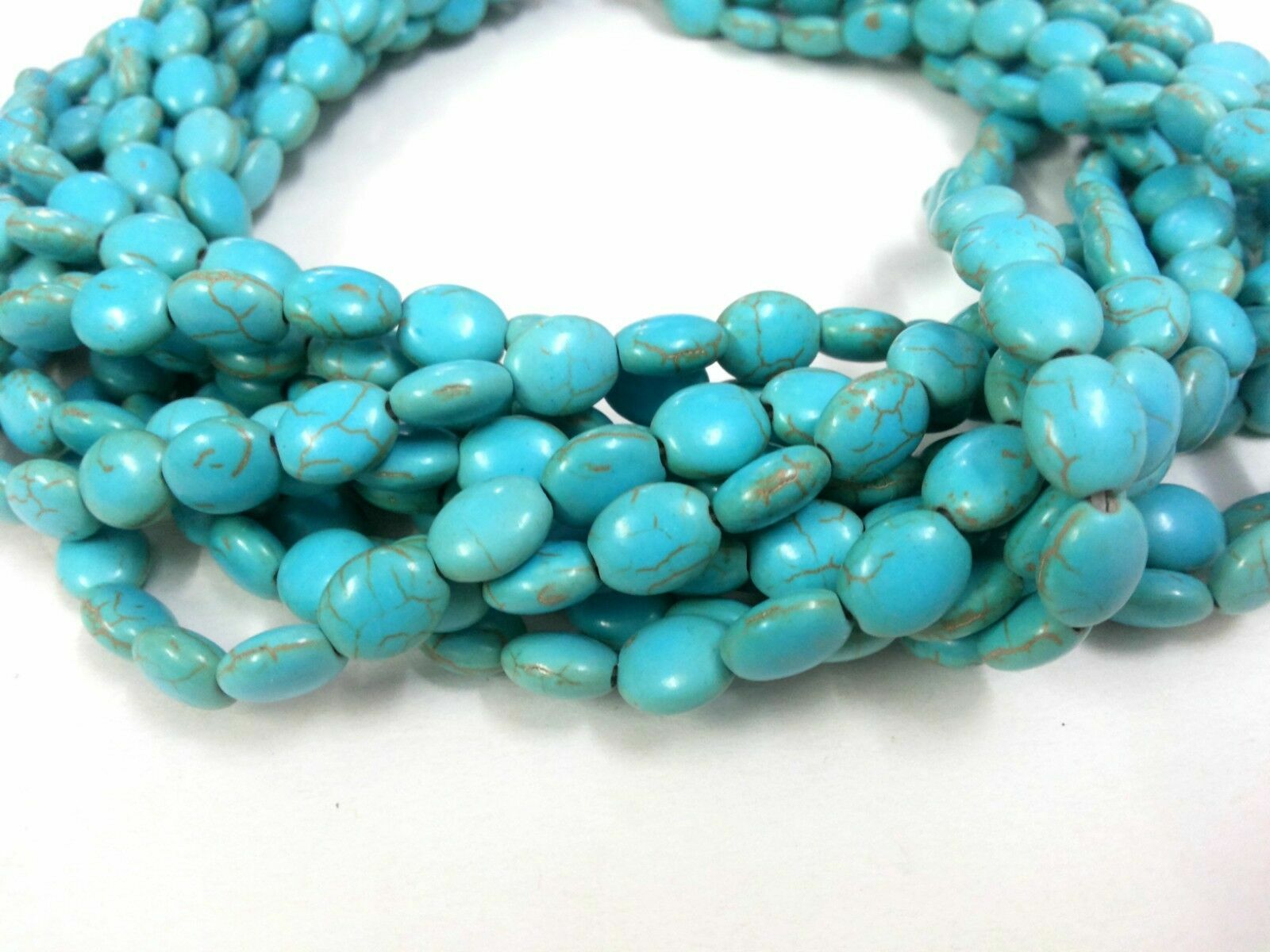 Turquoise Howlite Oval 8x10mm Smooth Beads 13″Inch 1 Strands