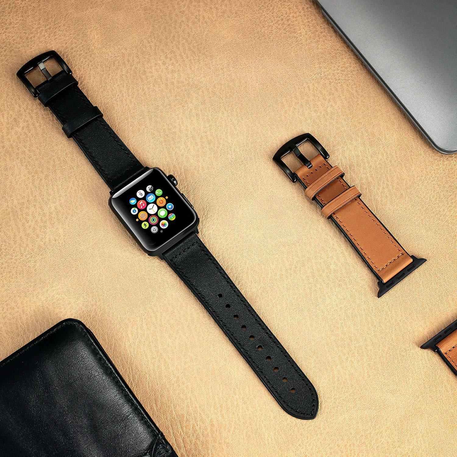 Leather Silicone Apple Watch Band For iWatch Series SE 6 5 4 3 2 38/40mm 42/44mm