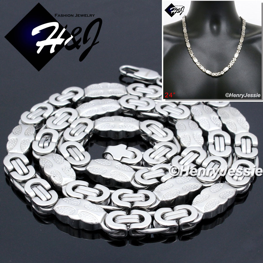 24″MEN Stainless Steel 8mm Silver Flat Byzantine Box Link Chain Necklace*N156