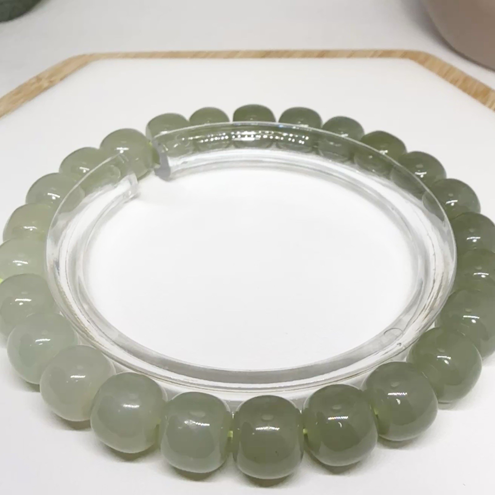 Hetian Jade Bead Bracelet 7.6MM