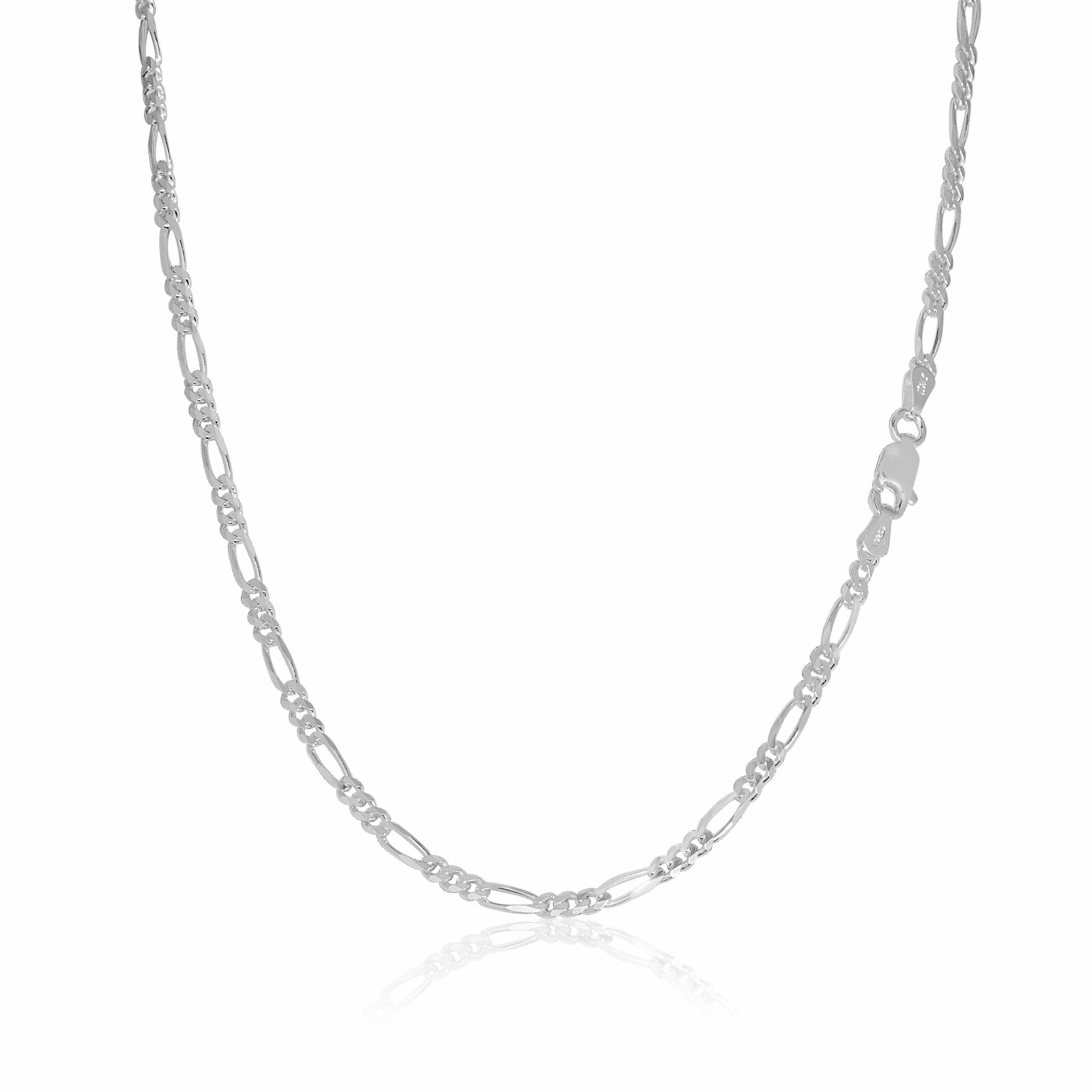 925 Sterling Silver 3MM Figaro Bracelet , Anklet And Necklace ALL SIZES 7″-30″