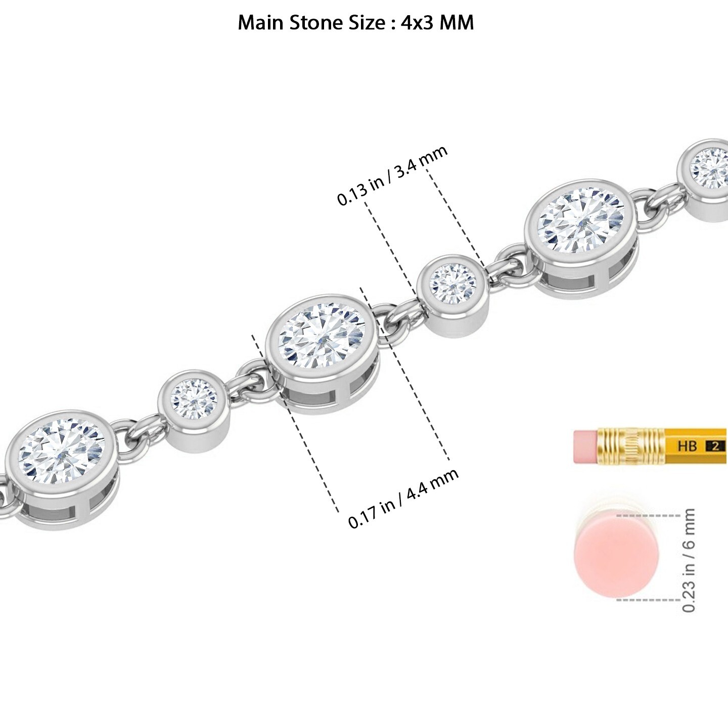 Lab Grown Diamond 925 Sterling Silver Tennis Bracelet April #1002