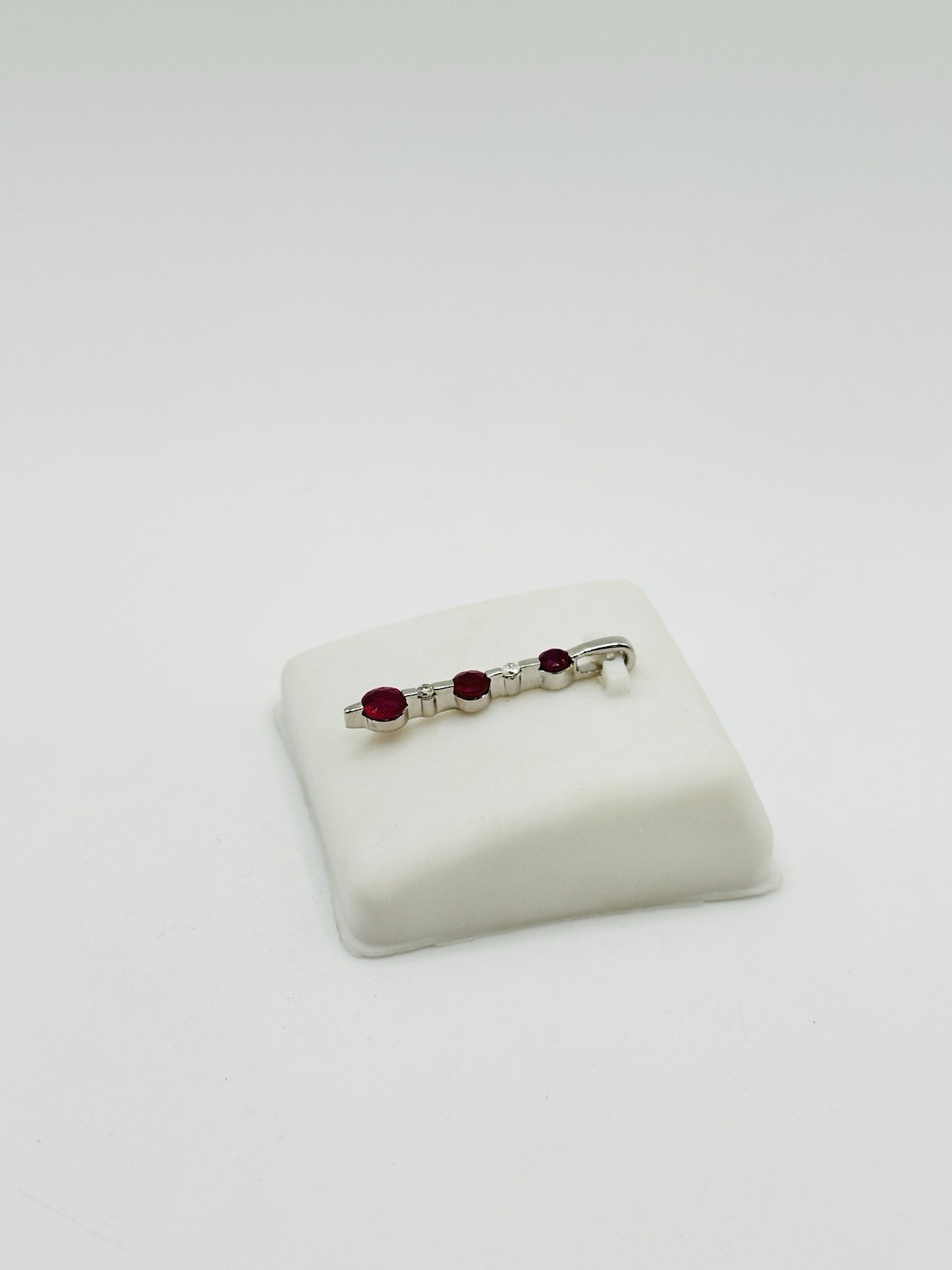 .50ctw Natural Ruby & Diamond Five-Stone Graduated Pendant 14k White Gold 1”