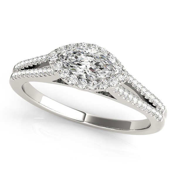 Lab Grown Diamond VS F 1.10-1.35 Ct Multirow Marquise Halo Engagement Ring Gold