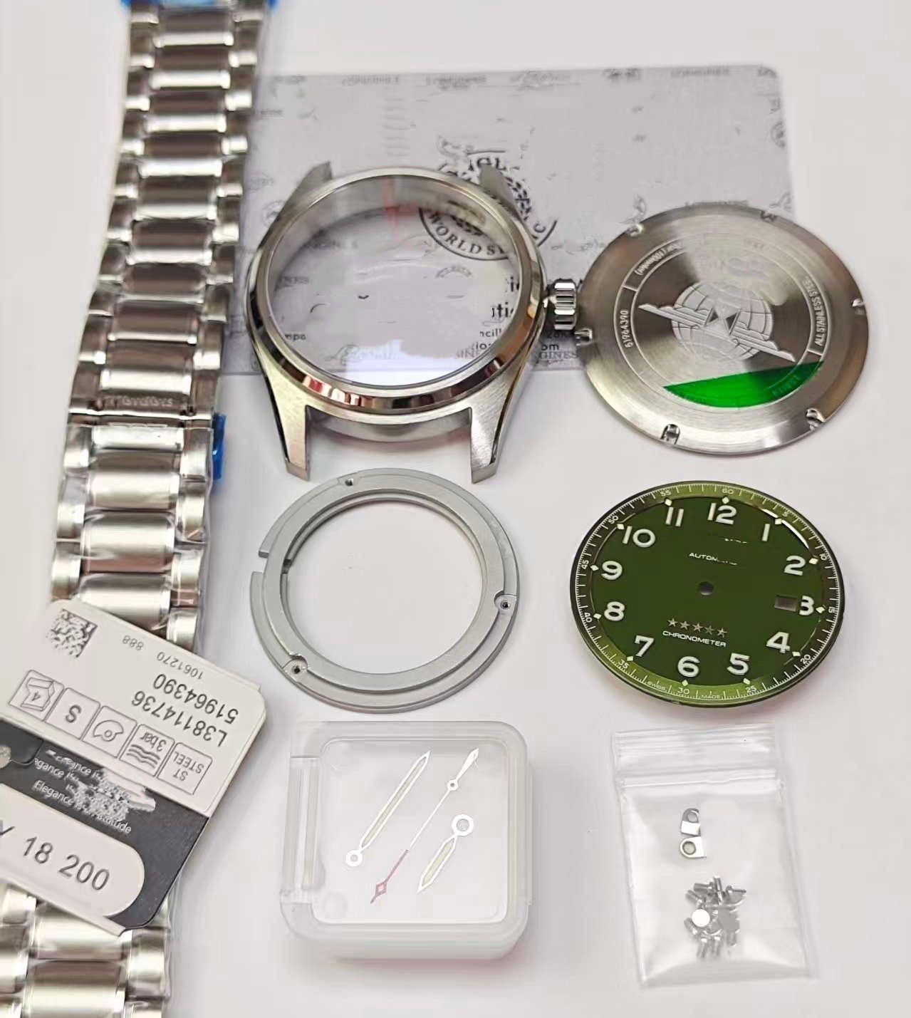42mm stainless steel kit + dial + hands + watch strap For 2824 2892 SW200 PT5000