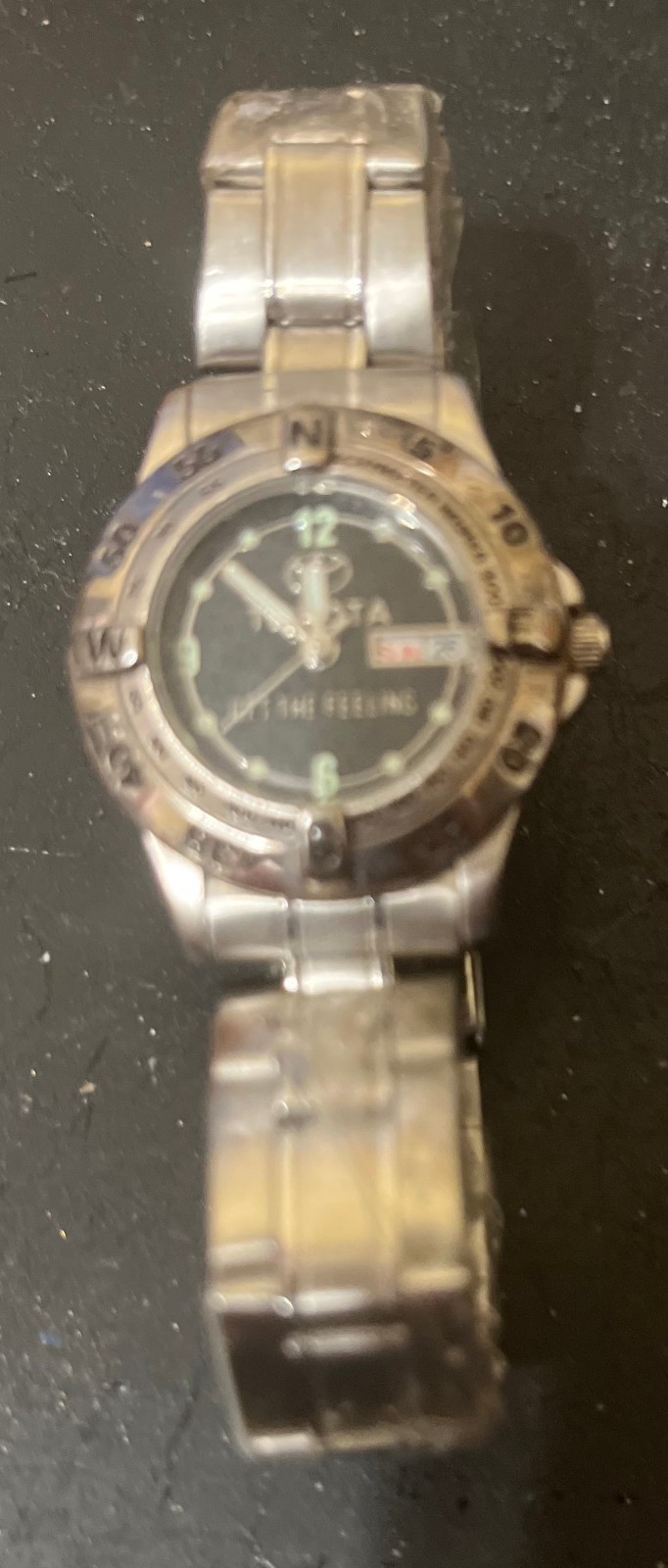 Vintage TOYOTA Branded Watch Stainless Steel Silver Tone Non Working