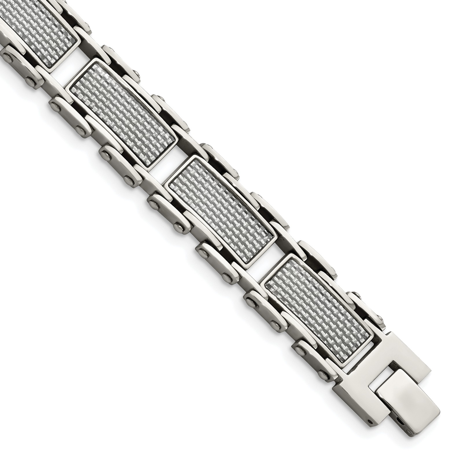 Chisel Stainless Steel Polished with Grey Carbon Fiber Inlay 8.5 inch Link Brace
