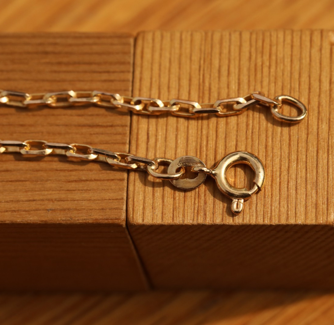 9ct Solid Yellow Gold Box Chain Bracelet 7″ 18cm Vintage cleaned & polished