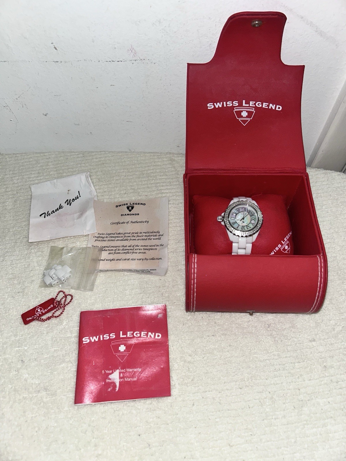 Swiss Legend Karamica Diamond Mother Of Pearl Watch Needs Battery