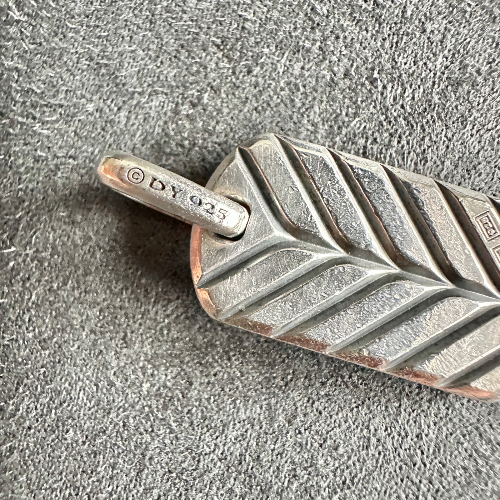 David Yurman Chevron Dog Tag Pendant w/ Tiger’s Eye – 27mm – FREE SHIPPING