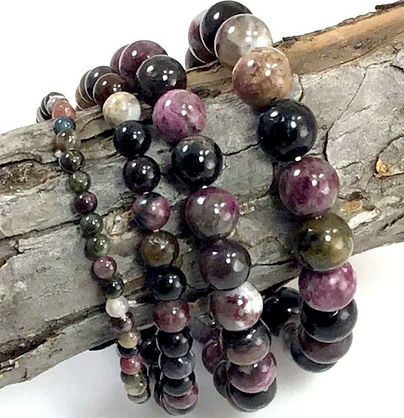 Handmade Natural Tourmaline Stretch Bracelet Round Bead 4 6 8 10 12Gemstone 7.5″