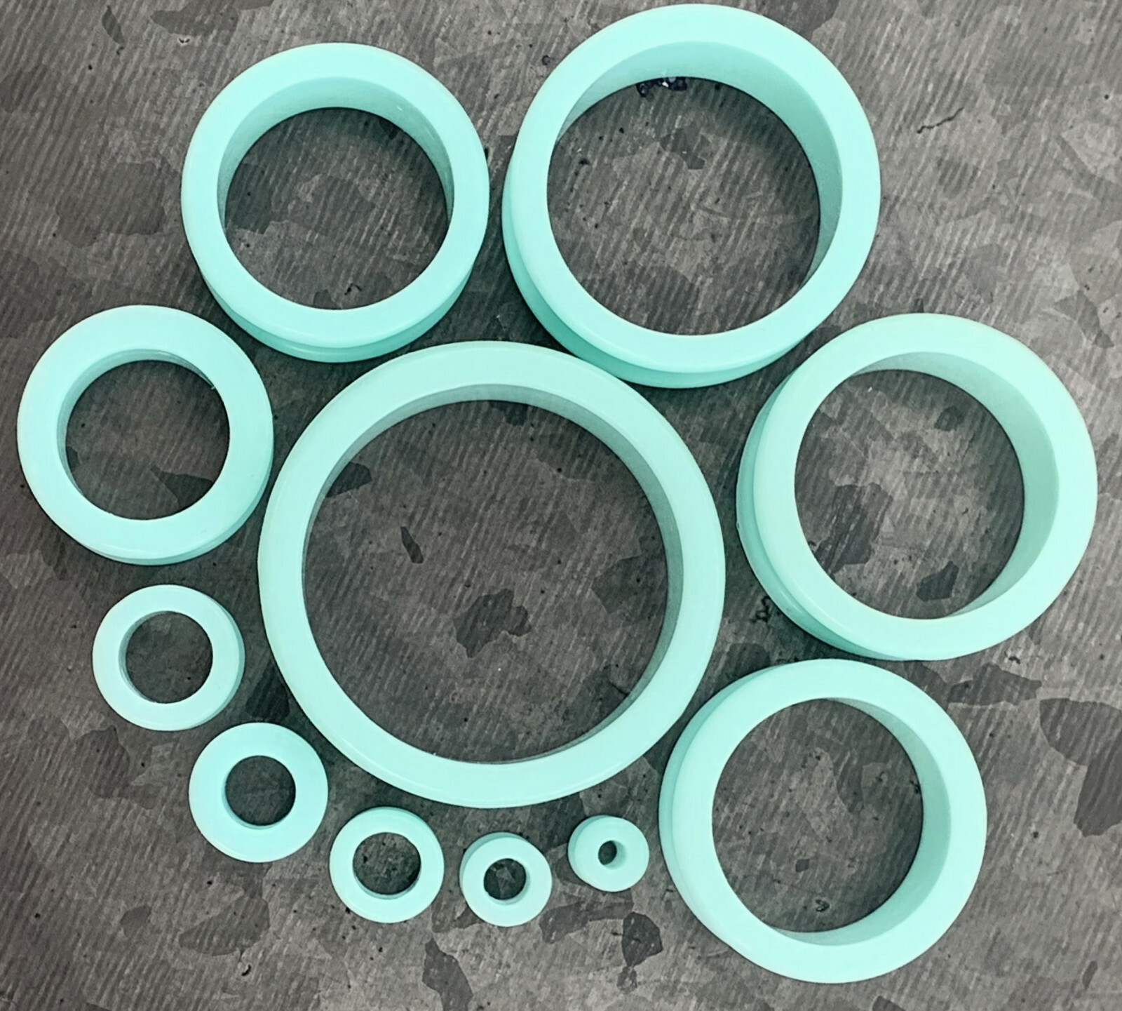PAIR Teal Solid Silicone Tunnels Double Flare Plugs Earlets Gauges up to 2 inch!