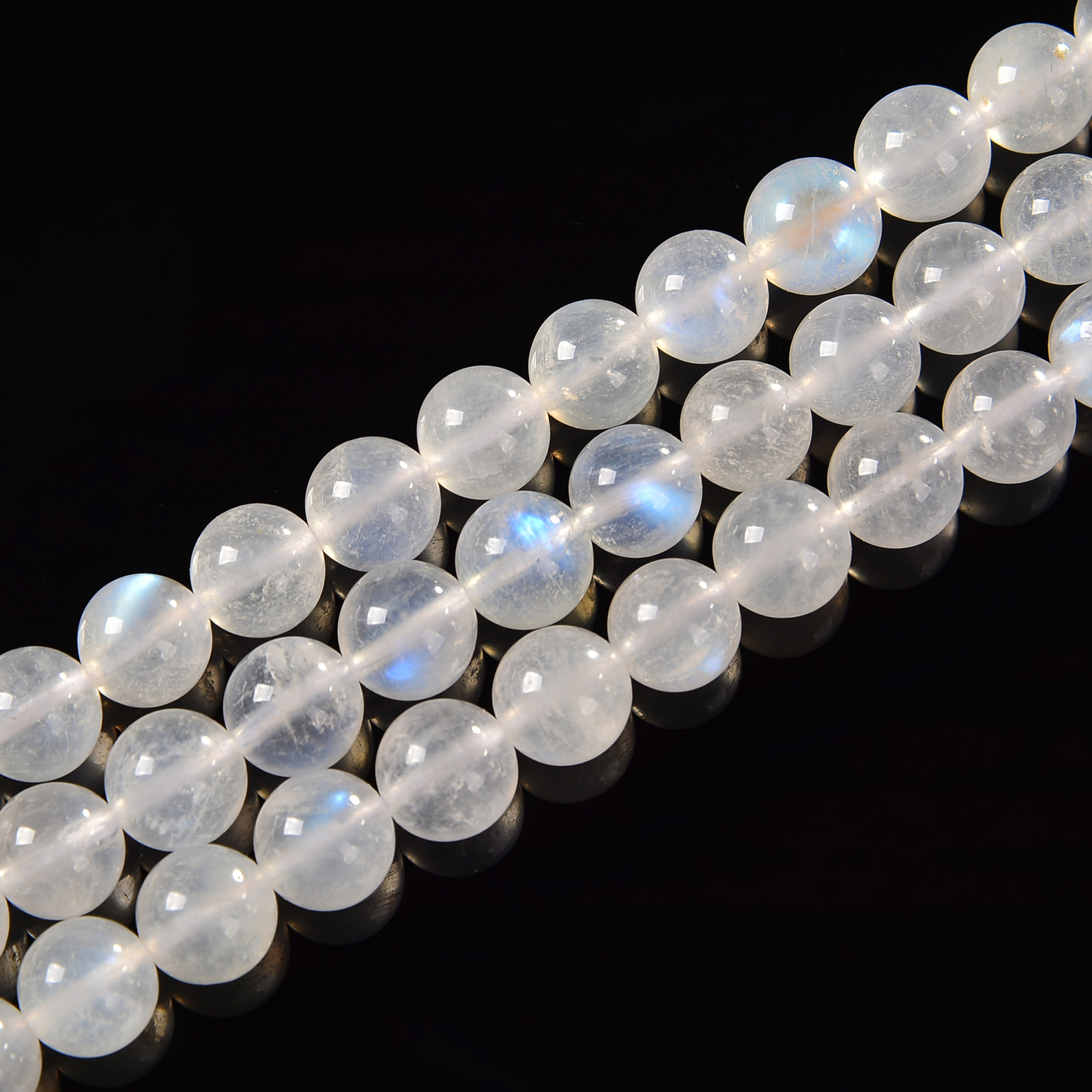 AAA Cream White Rainbow Moonstone Smooth Round Beads Size 6mm-12mm 15.5” Str