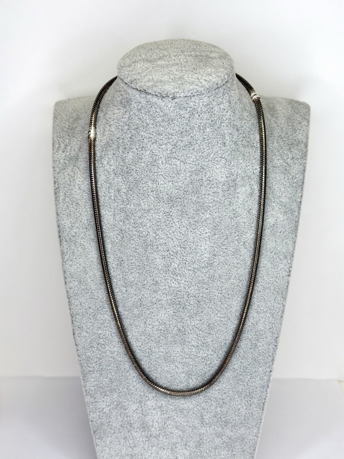 Pandora Sterling Silver Moments Snake Chain Barrel Clasp Necklace 17″