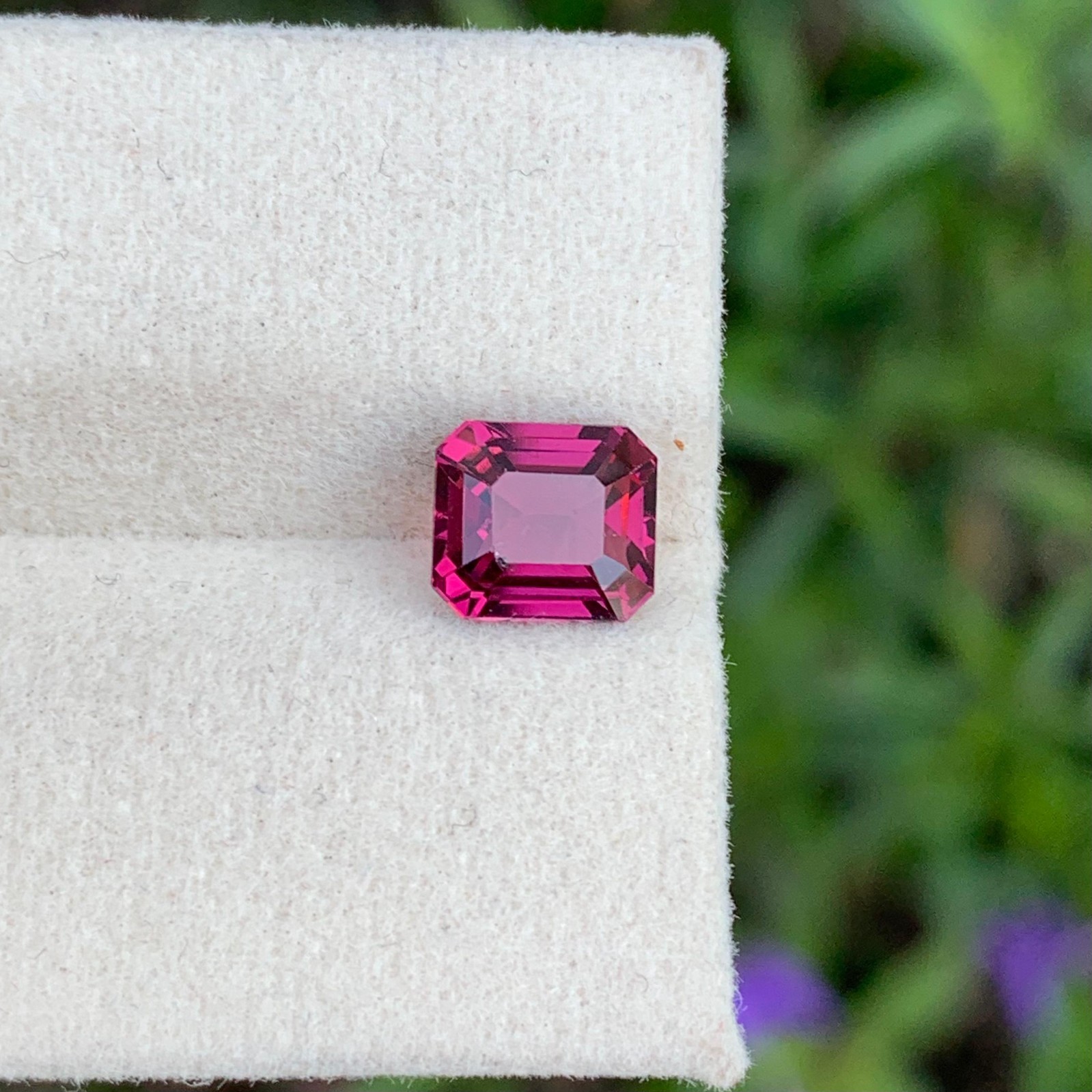 2.25 Cts Natural Slightly Included Red Garnet Emerald Cut Gemstone Tanzania