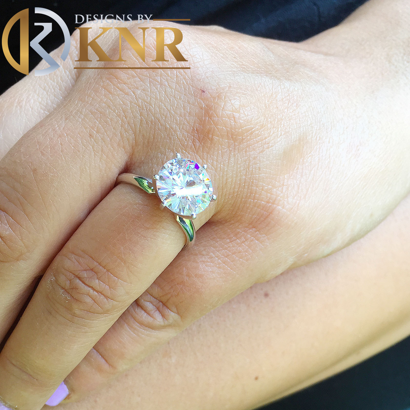 14K SOLID WHITE GOLD 5.00 CARAT ROUND CUT MOISSANITE SOLITAIRE RING SIX PRONG