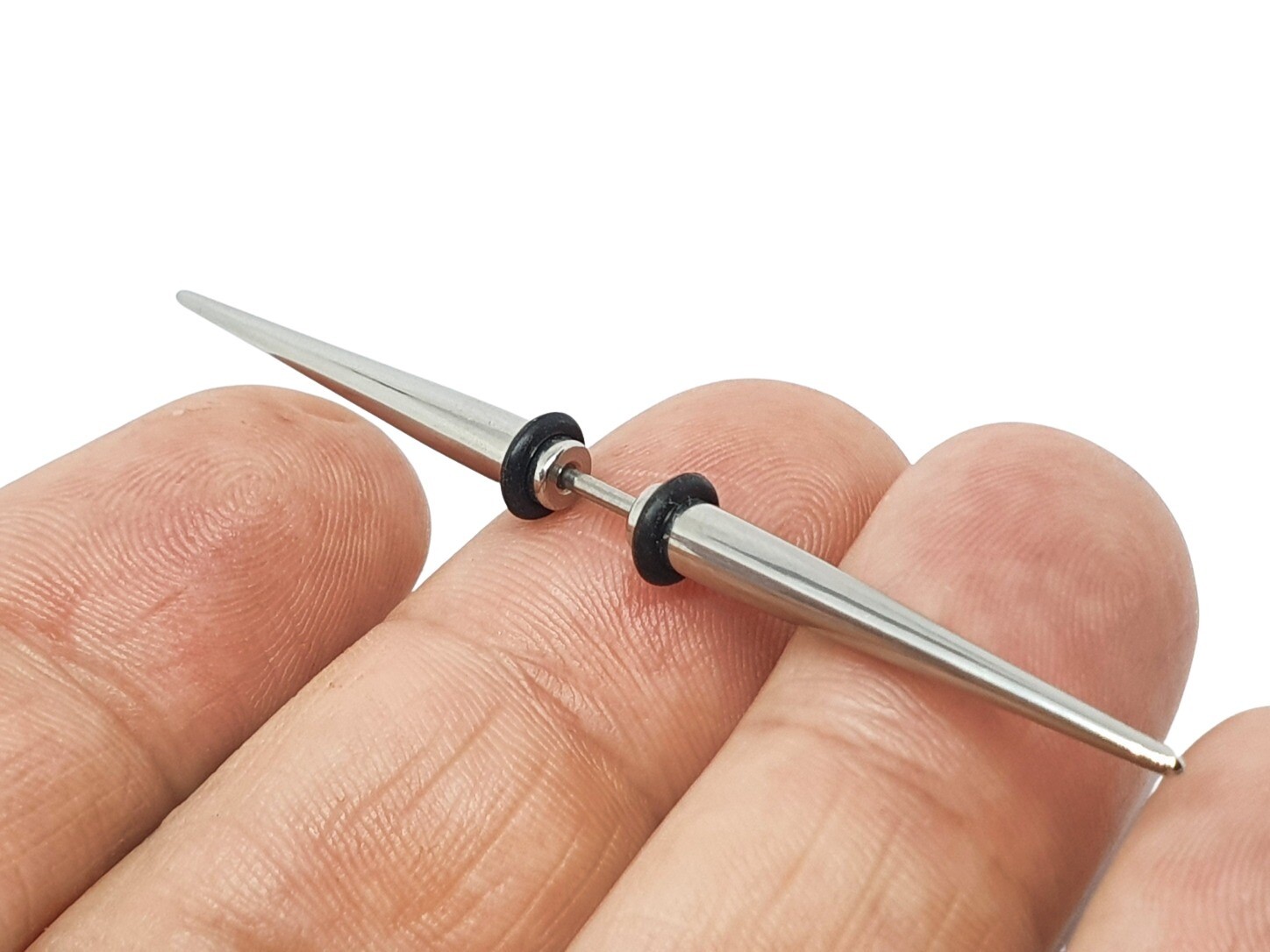 Large Double Spike Septum Bar Cone 16g (1.2mm) 60mm 316L Jewellery Piercing