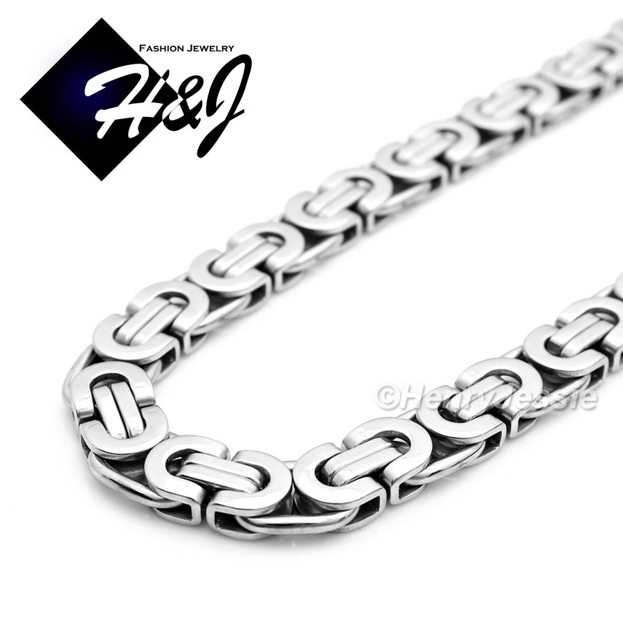 8.5″MEN’s Stainless Steel 8mm Silver Flat Byzantine Box Link Chain Bracelet