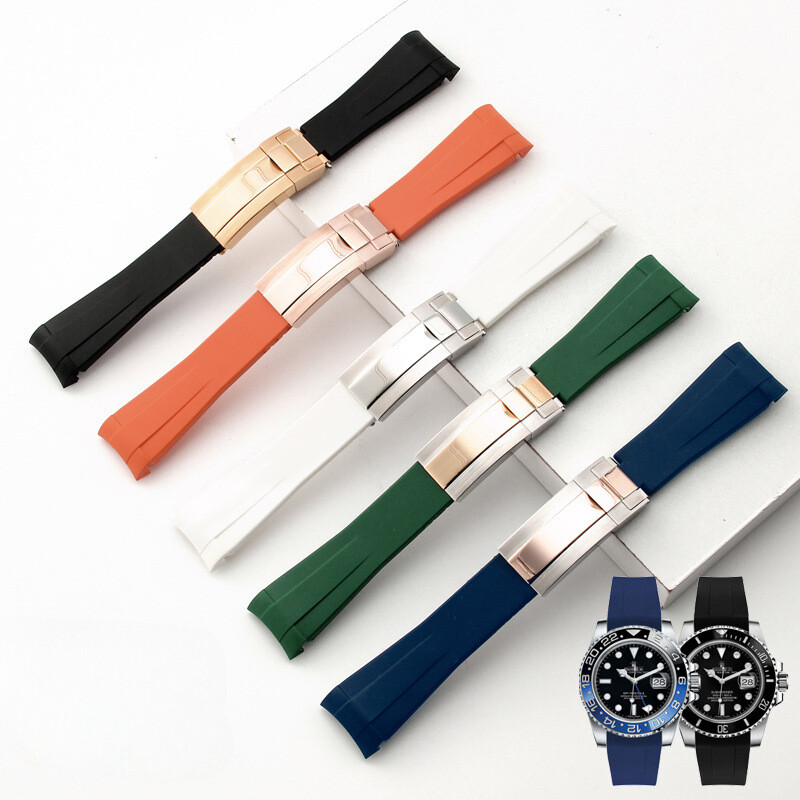 Silicone Rubber Watch Band Men’s Waterproof Silicone Sports Strap Fit Rolex 20mm