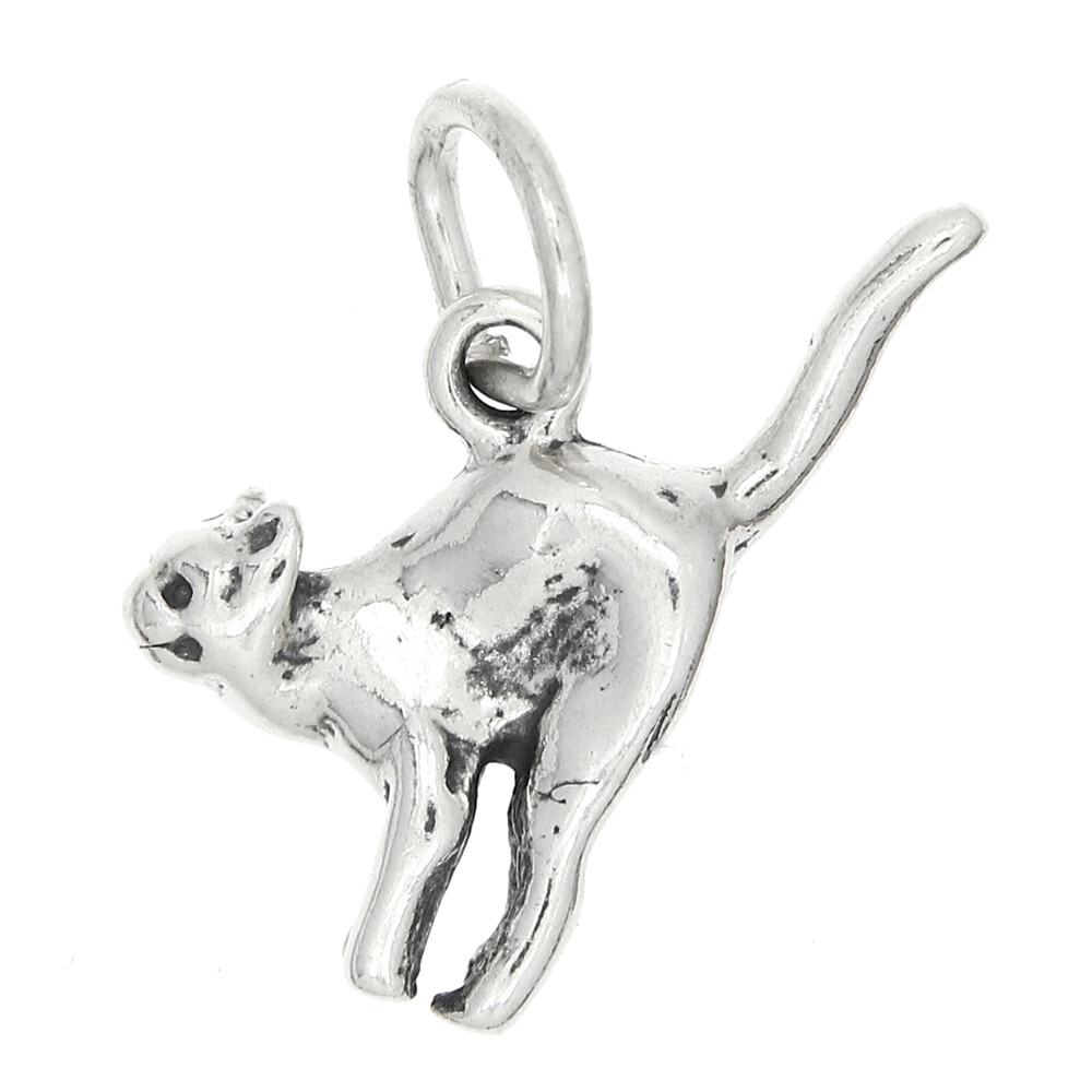 Sterling Silver Alley Cat Scaredy Cat Charm or Pendant
