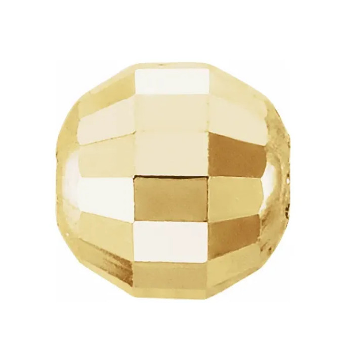 3mm 14K Yellow Gold Mirror Beveled Faceted Diamond Cut Round Stringing Bead USA