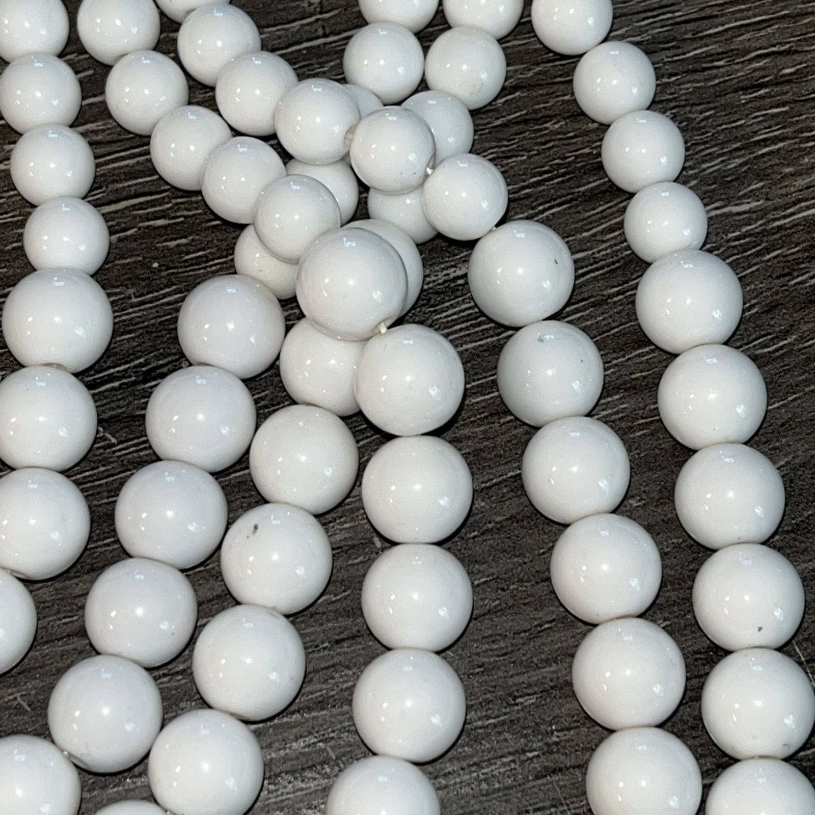 Vintage MCM White 7 Strand Chunky Statement Necklace BIB 30in Long Acrylic Beads