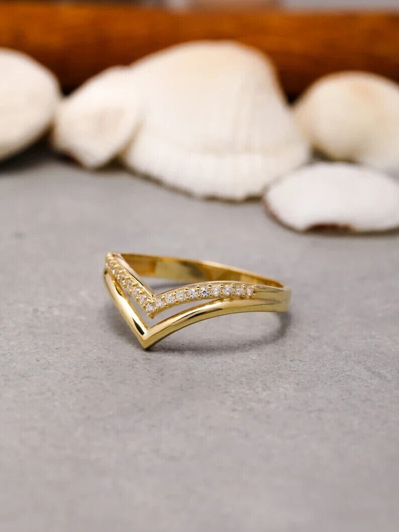 1.20 CT Round Cut Simulated Diamond Wedding Band Ring 14K Yellow Gold Plated