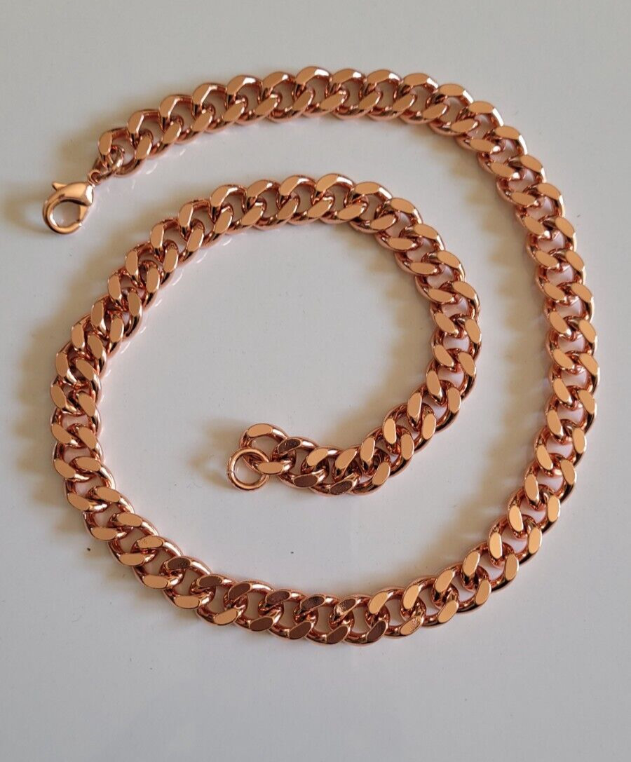 Pure Copper Cuban Link Curb 24″ Necklace Heavy 12mm Solid Statement Chain