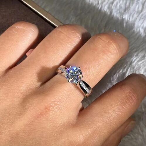 1.50 Ct Lab Created Round Cut Diamond Wedding Ring 14K White Gold Finish