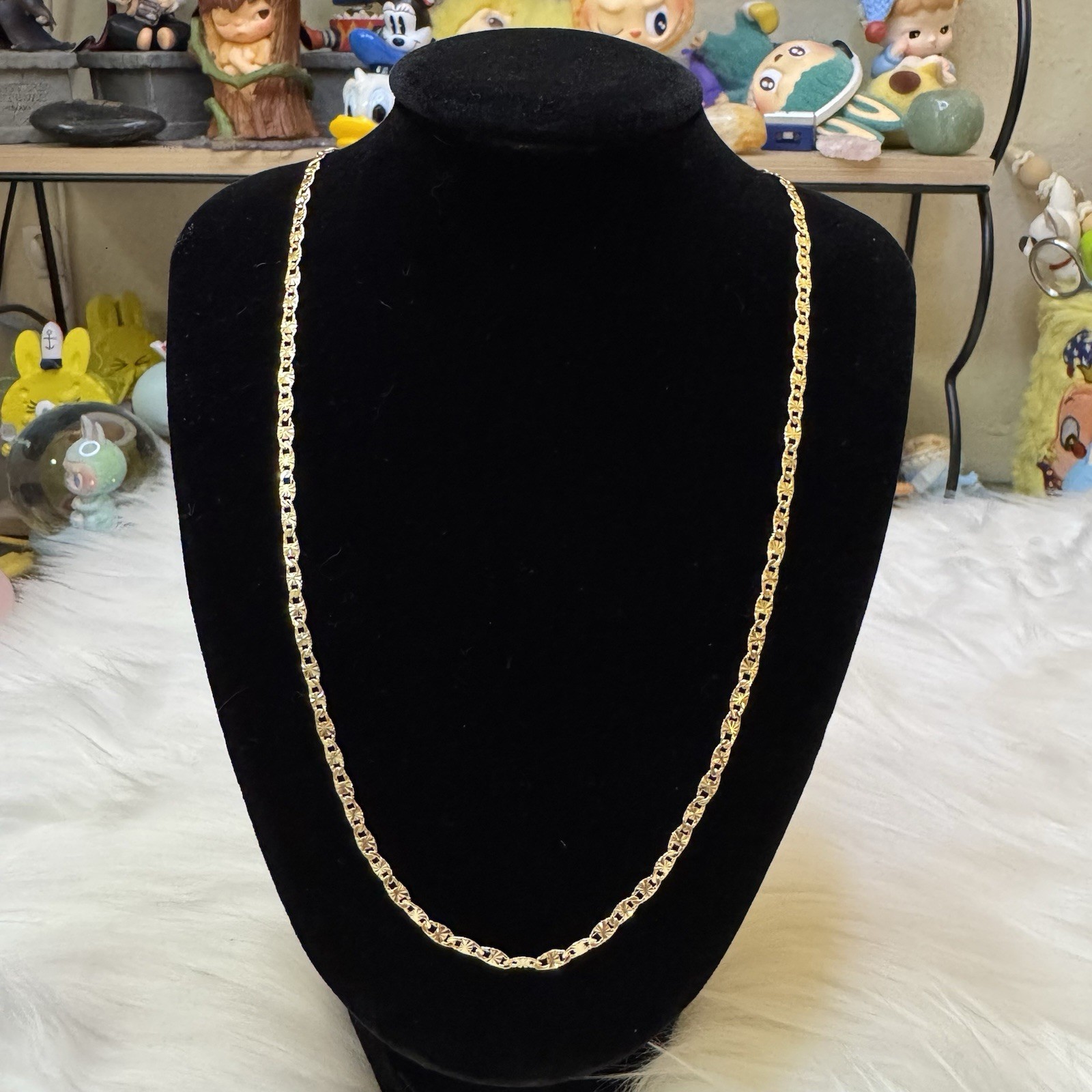 Mariner Necklace Link Chain Diamond Cut 14k Gold Filled, 21.5inch, 3mm